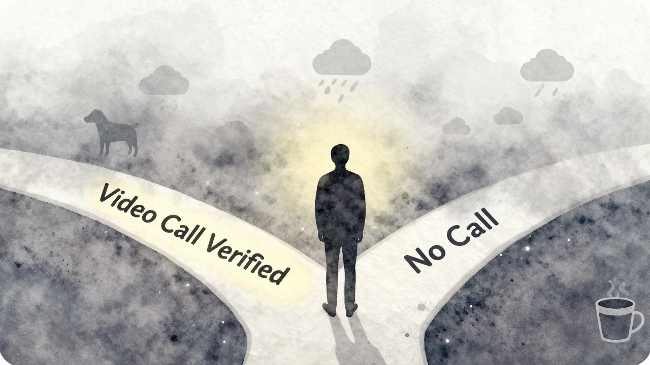 A person choosing a well-lit path marked by authentic personal details over a foggy one.